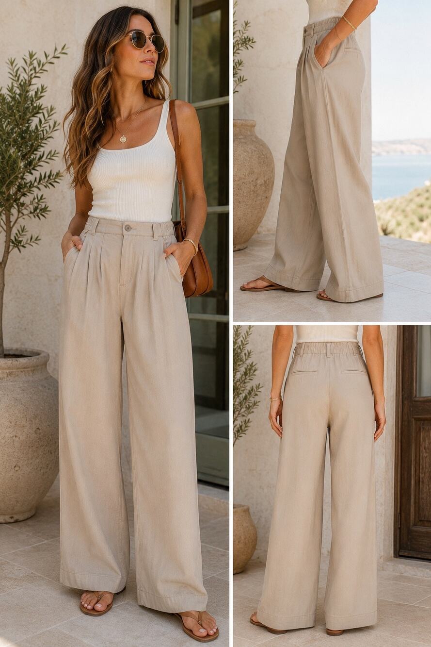Madewell Wide Leg Pleated Trouser Pants 10 Khaki TENCEL Capsule Minimalist Luxe - Picture 1 of 15